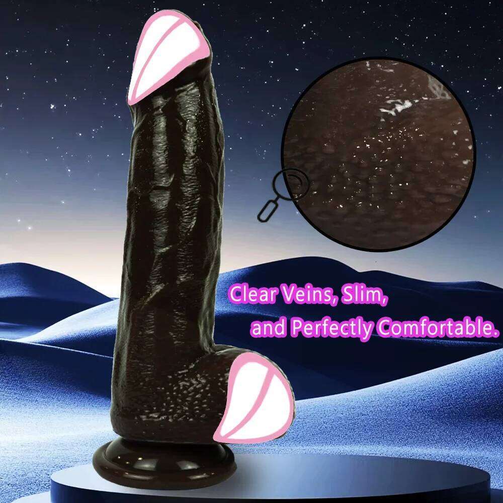 Black Realistic Dildo with Strong Suction Cup Large Liquid Silicone Sex Toy for Women Men Adults Pleasure 666