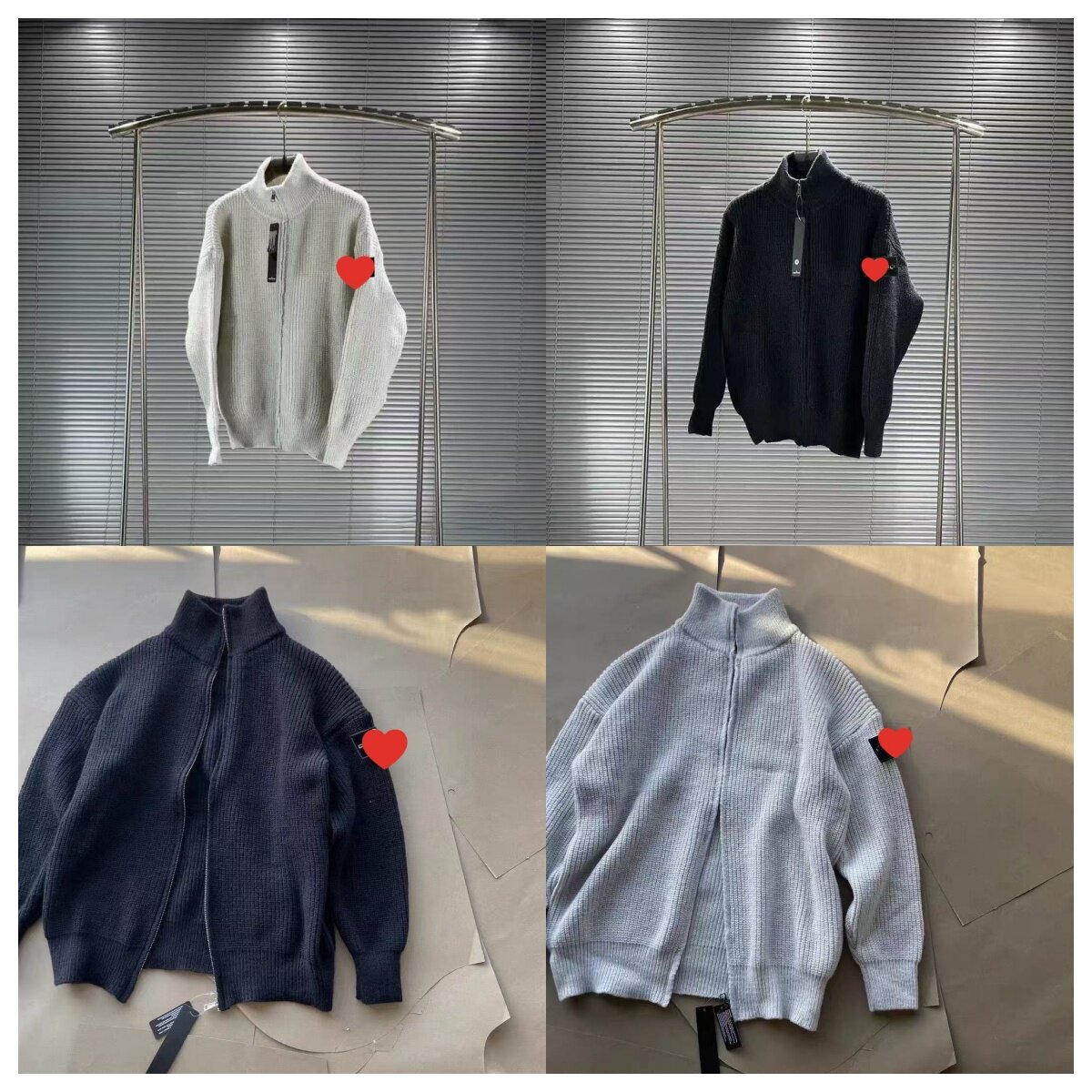 Polo Cardigan High Neck Sweater Knitted High Unisex Knitted Sweater Autumn Winter Simple Knit Sweater Polo Collar Cardigans Jacket Men Women