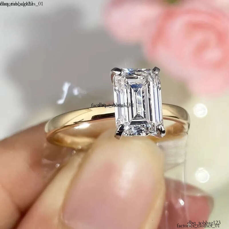Solid 14K Gold 2CT D VS1 Emerald Cut Lab Rings IGI Wedding Dia Engagement Ring for Her
