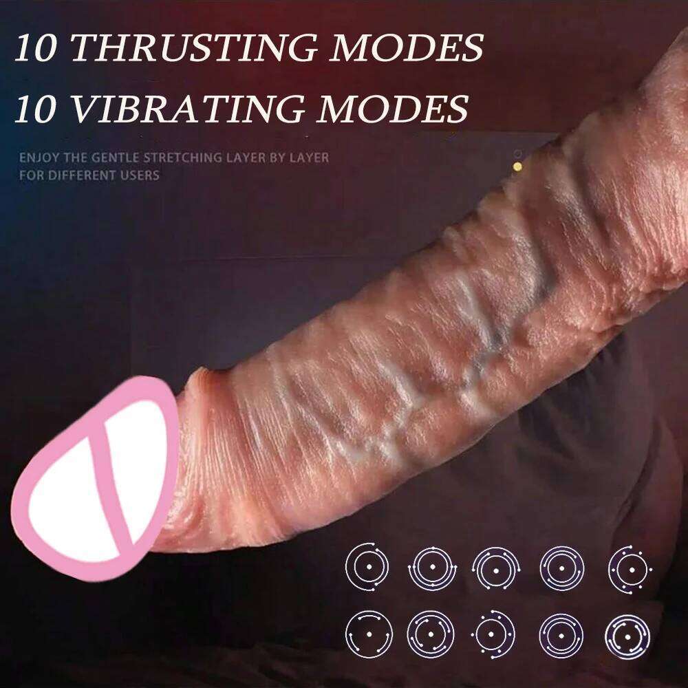 Realistic Dildo Vibrator Thrusting Real skin Penetration Anal Vaginal Telescopic Dick Butt Plug Sex Toy For Women 18+ 666