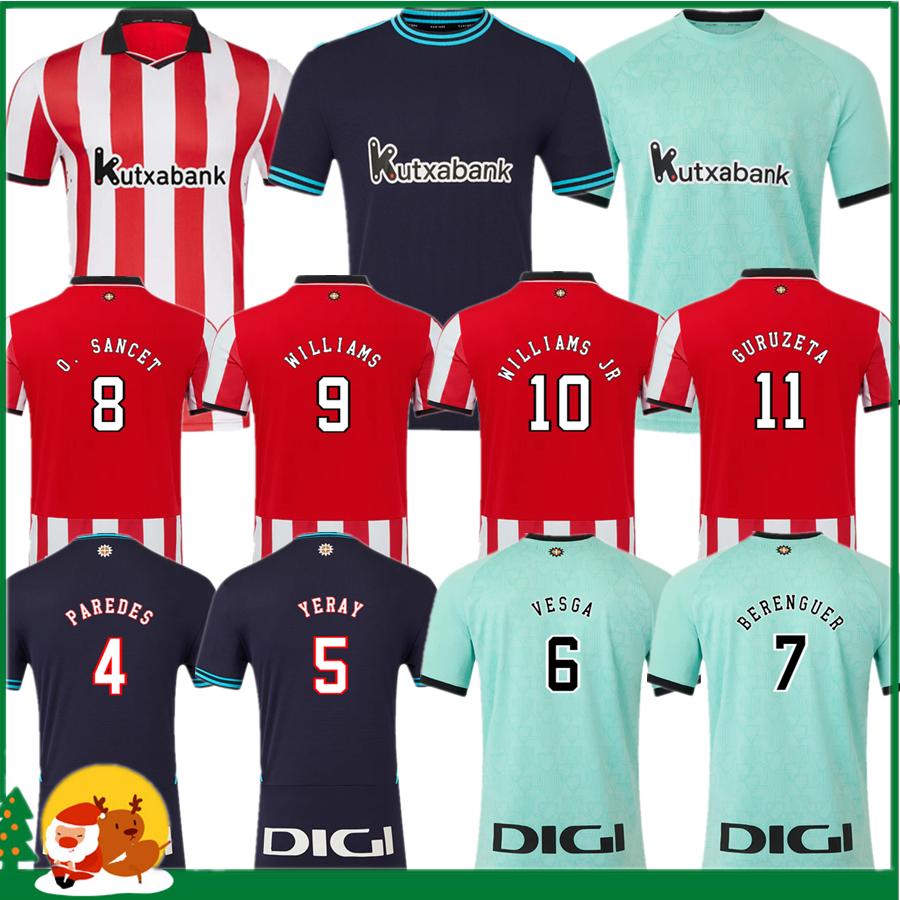 25 26 Clubs Bilbao WILLIAMS Soccer Jerseys O. SANCET BERENGUER MUNIAIN 2025 2026 Bilbao Athletic WILLIAMS GARCIA VILLALIBRE J.GUERRERO Football shirt Men Kids Kit