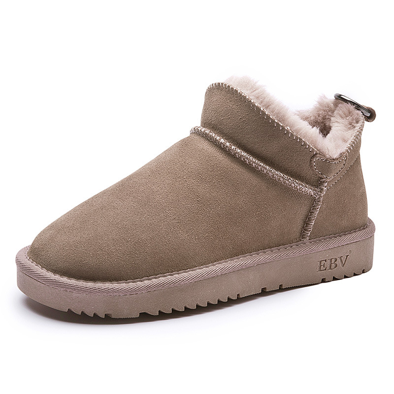 EBV designer shoes hot free shipping High quality cowhide bow snow boots genuine leather keep warm outdoor fashion cotton shoes for woman black grey c