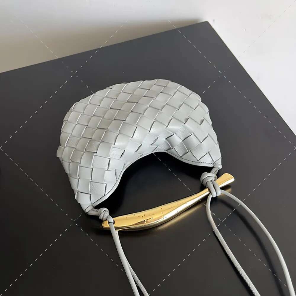 20A mirror high-quality designer mini crossbody 20CM shoulder bag sheepskin handbag knitted leather top handle strap