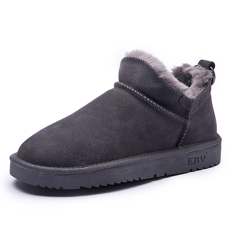EBV designer shoes hot free shipping High quality cowhide bow snow boots genuine leather keep warm outdoor fashion cotton shoes for woman black grey c