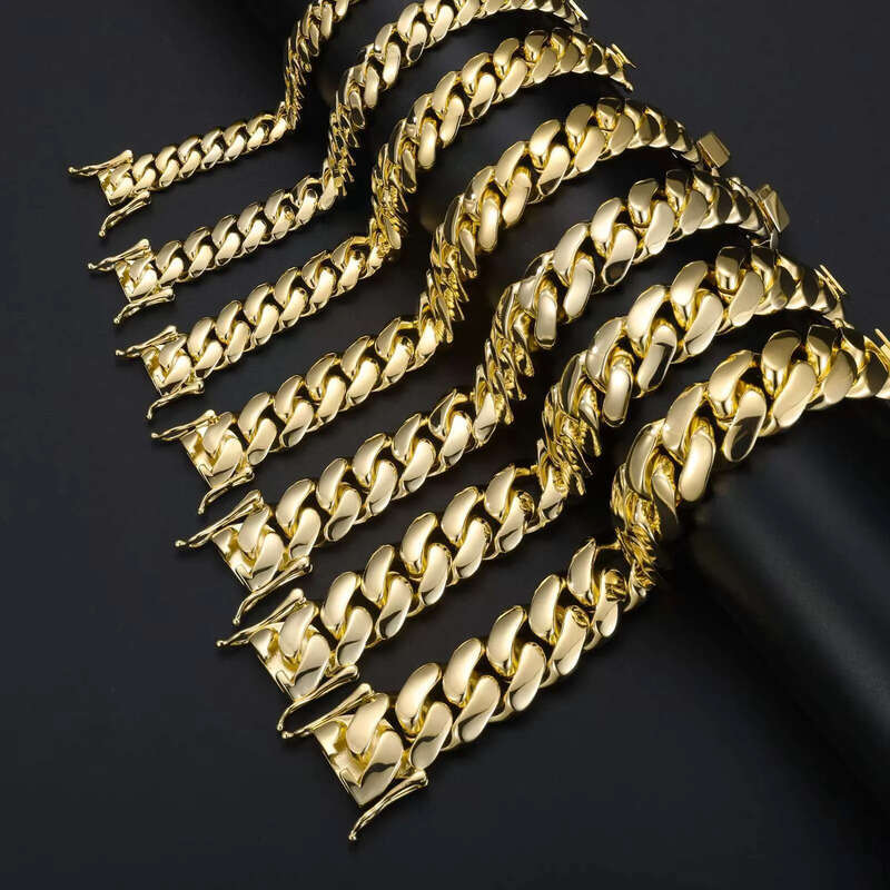 Cubana Wholesale Hip Hop Jewelry 14K Gold Plated Miami Cuban Link Chain Bracelet Heavy Solid Custom Fashion Man Women