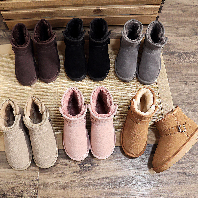 EBV designer shoes free shipping High quality cowhide bow snow boots genuine leather keep warm outdoor non slip thick classic cotton shoes for woman b