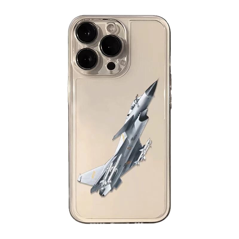 Transparent-Fighter Plane in Flight Cute Phone Case Compatible for iPhone 17/Air/Pro/Pro Max Slim Fit Shockproof TPU Phone Cover