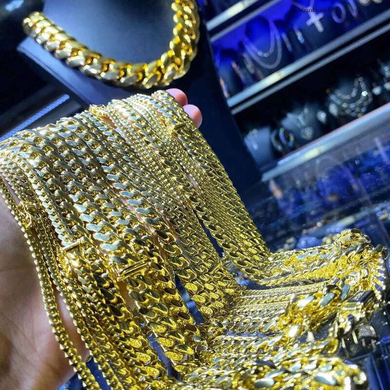 Wholesale 10K 14K Solid Real Gold 8MM Cuban k Chain Bracelet Iced Out Hip Hop Moissanite Necklace Fine Jewelry Men Women