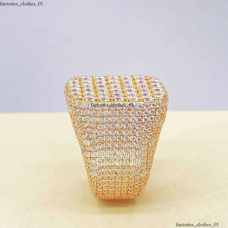 Hip Hop Ring Shining Bling Sterling Sier 14K Gold Plated Iced Out Jewelry VVS Moissanite Dia Pinky Rings