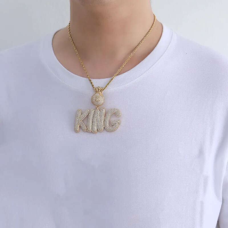 A-Z Custom Name Letters Pendant Necklaces Jewelry Dollar Symbol Buckle Clasp Full TopBling Zircon
