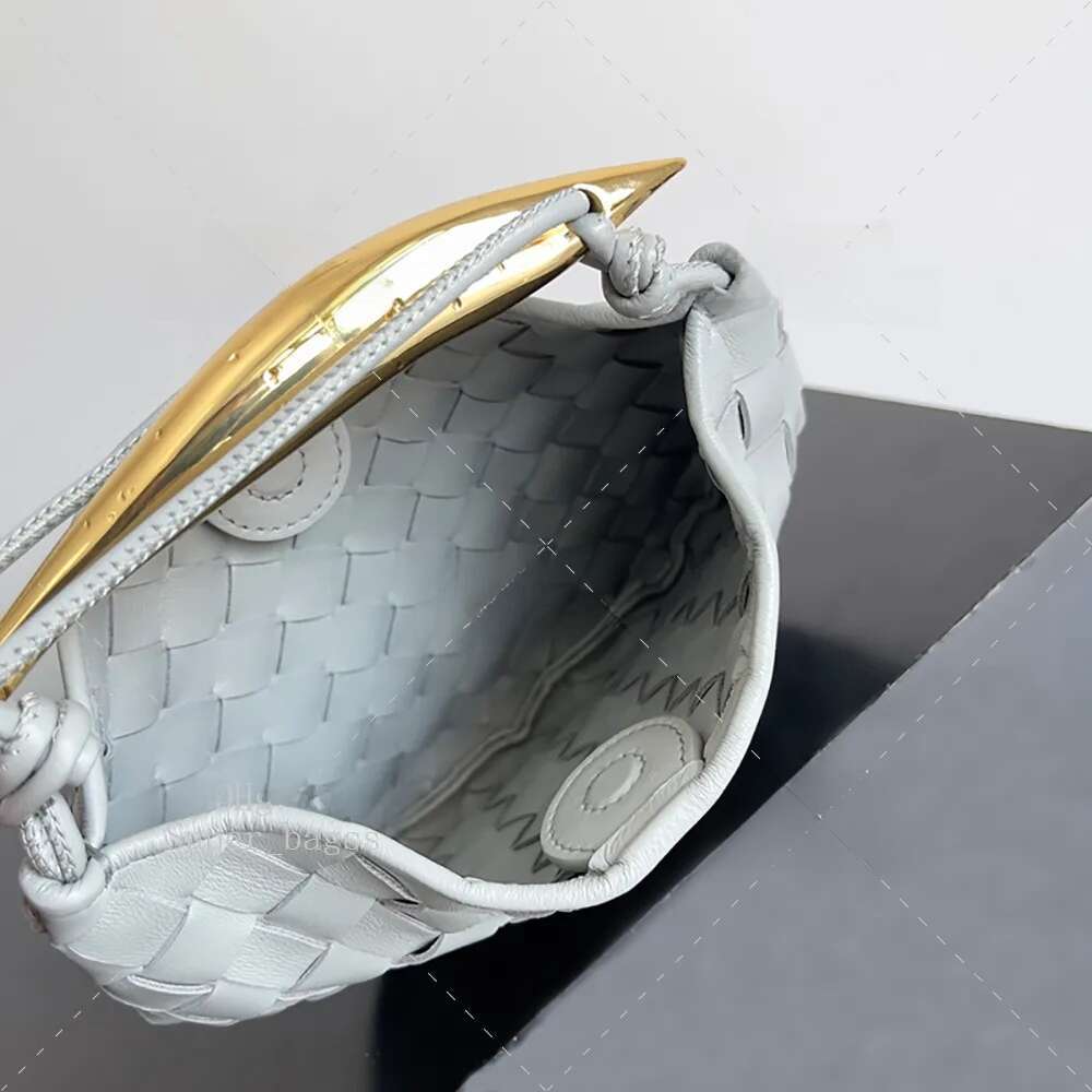 20A mirror high-quality designer mini crossbody 20CM shoulder bag sheepskin handbag knitted leather top handle strap