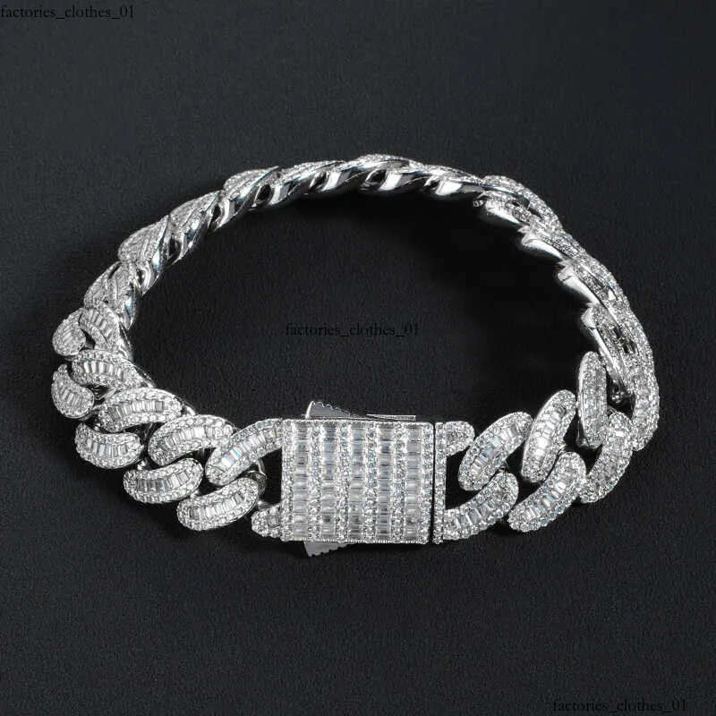 Custom 16mm Vvs Moissanite Iced Out Dia Necklace Arc Sterling Sier Baguette Cuban Chain