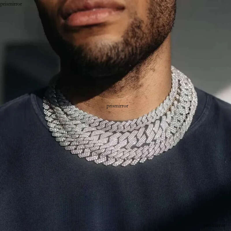 Iced out vvs 2 rows miami gold necklace sterg sier dia moissanite cuban k chain
