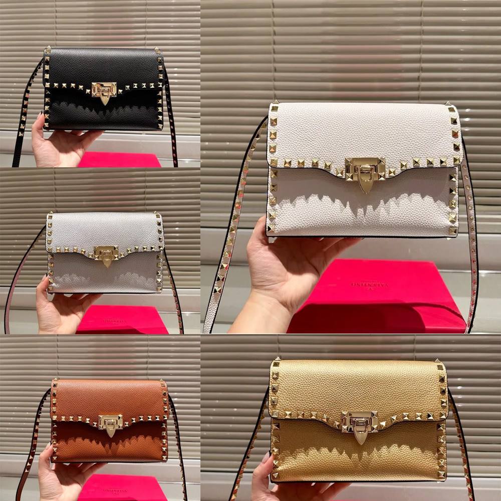 Rockstud Bag Design Rivet Crossbody Bag sac luxe Women Genuine Leather Single Ladies Hand Bags Shoulder Messenger Stud Purses And Handbag 4f