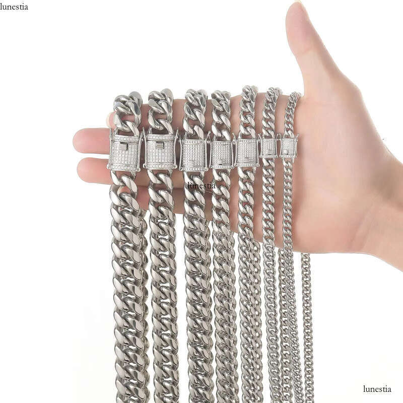 Wholesale 6-18mm Stainless Steel 14K Gold Plated Necklace Miami Cuban Link Chain Monaco Chains for Men