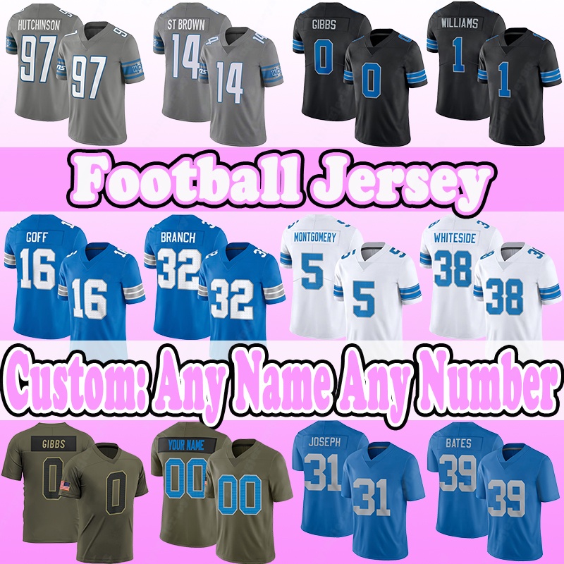 0 Jahmyr Gibbs Football Jerseys 14 Amon-Ra St. Brown 16 Jared Goff 1 Jameson Williams 32 Brian Branch 5 David Montgomery 38 Nick Whiteside 31 Kerby Joseph 58 Penei Sewell