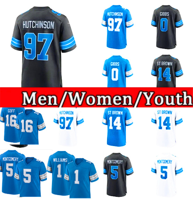 2025 NFLs Detroitly Lions Jahmyr Gibbs AmonRa St Brown Jameson Williams Jahmyr Gibbs Jared Goff David Montgomery Custom Football Jersey 389