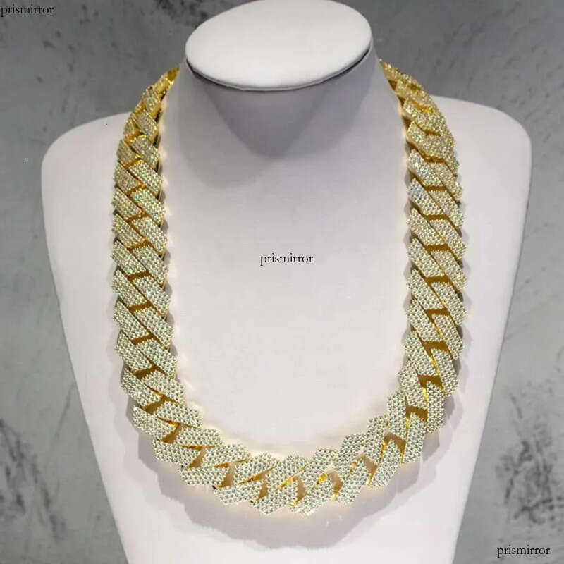 Fully Iced Out 24mm k Prong Setting Necklace Moissanite Custom Cuban Chain