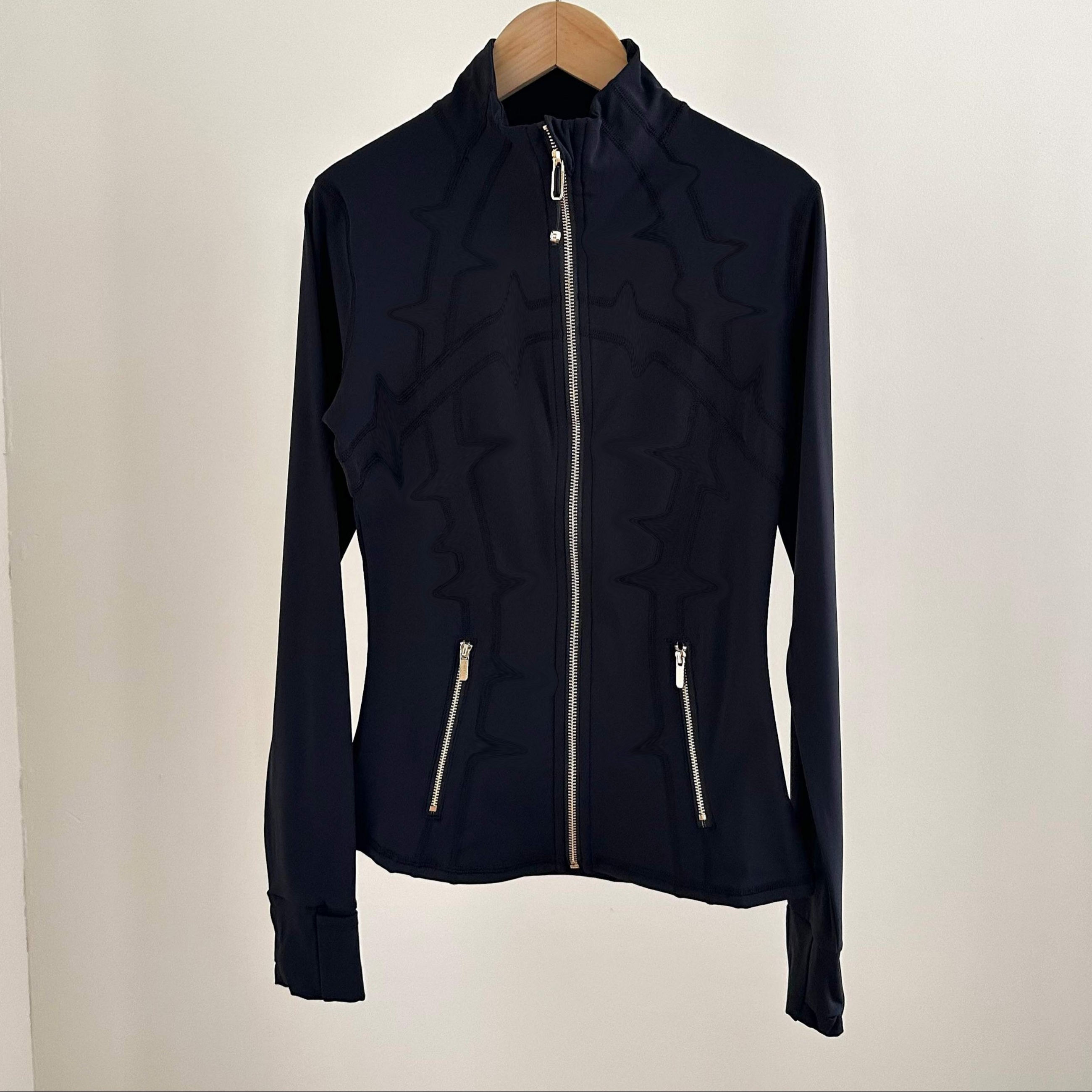 (Order by pic in opt, not by desc) Women's Slim-Fit Jacket with Gold Zipper & Stand Collar - Stylish Fitted Outerwear