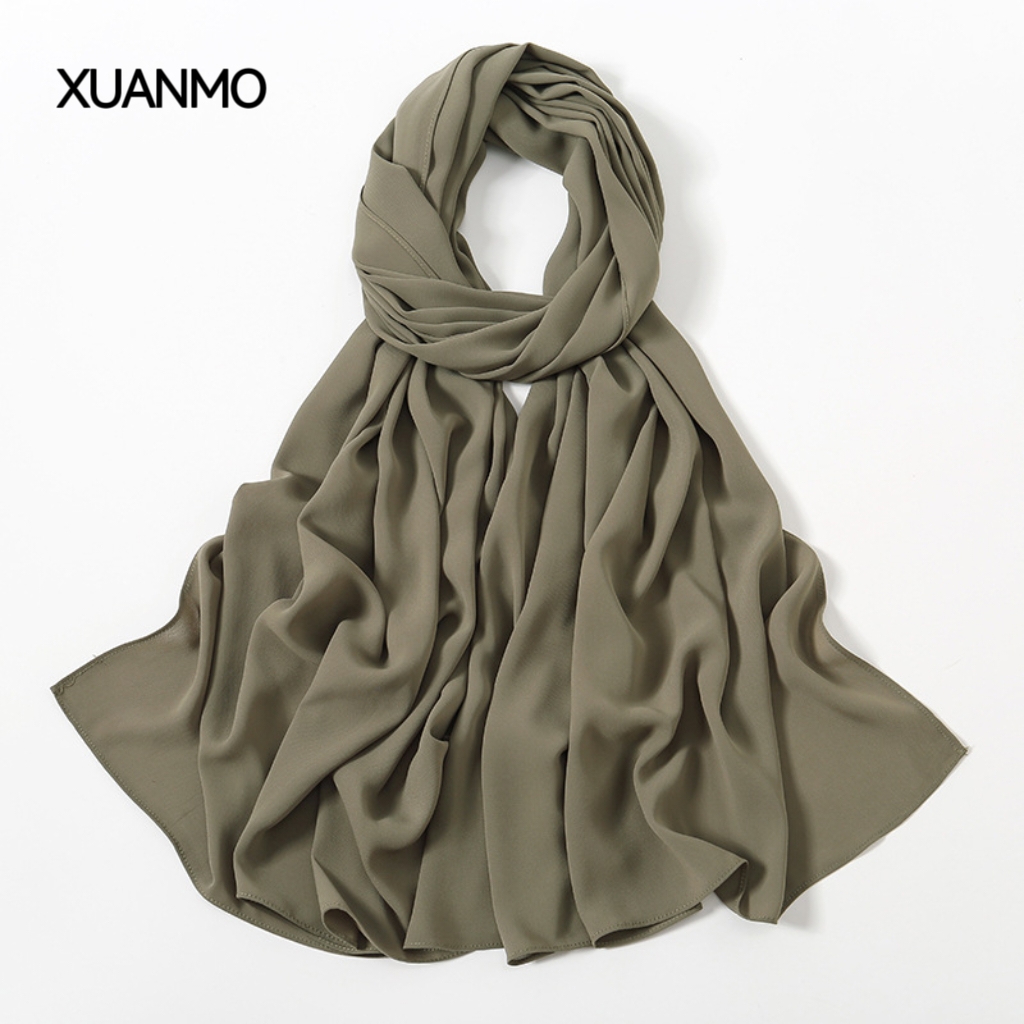 K2003 Versatile everyday 2025 new solid color random chiffon long scarf breathable and comfortable