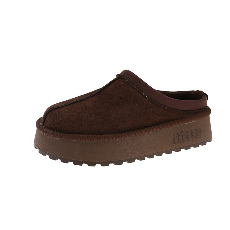 Free Shipping Fashionable casual shoes with toe caps semi slippers women's casual outer wear thick soles one foot pedaling reliable shoes boots n