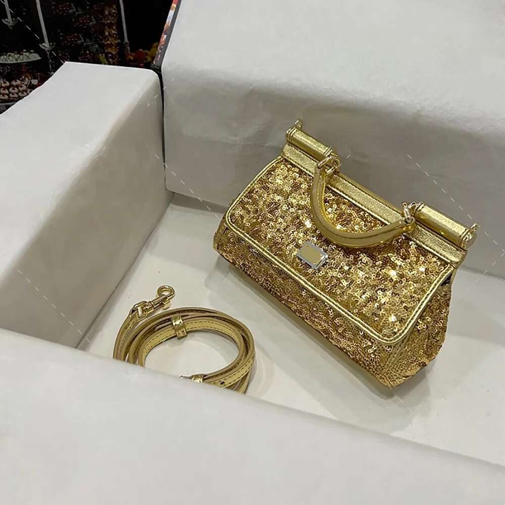 20A designer mini sequin shoulder 18CM crossbody evening bag with box handbag