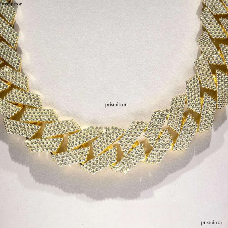 Fully Iced Out 24mm k Prong Setting Necklace Moissanite Custom Cuban Chain