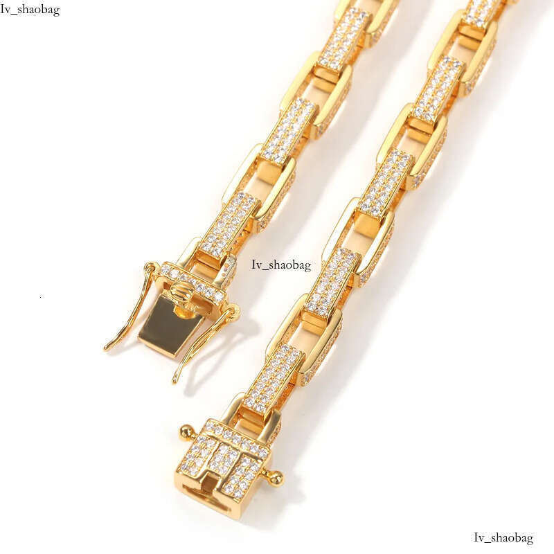 Mens Iced Out Chains Fashion Hip Hop Necklace Gold Sier Square Box Chain Jewelry 4mm 8mm 825 aaa