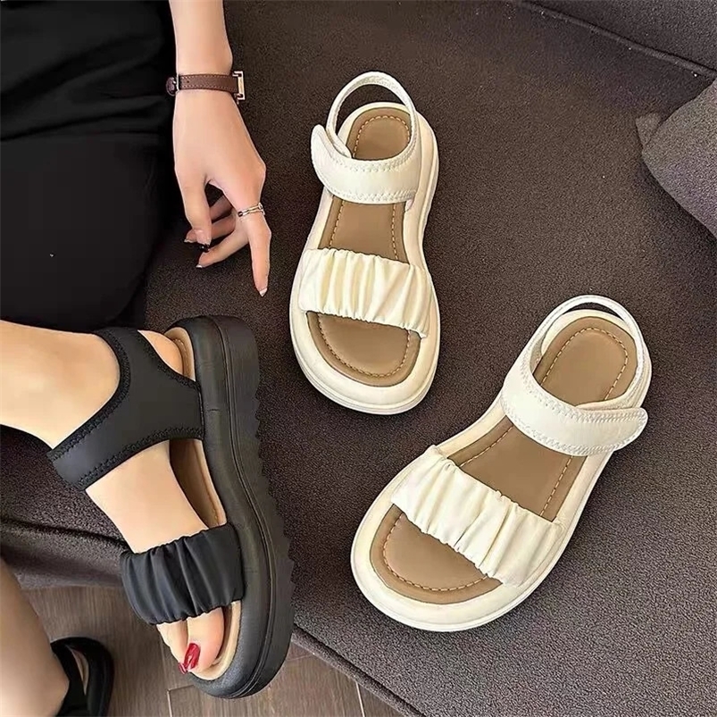 Summer fashion casual comfortable girl elegant and cute open toe wear-resistant beach thick sole non slip sandals 250424