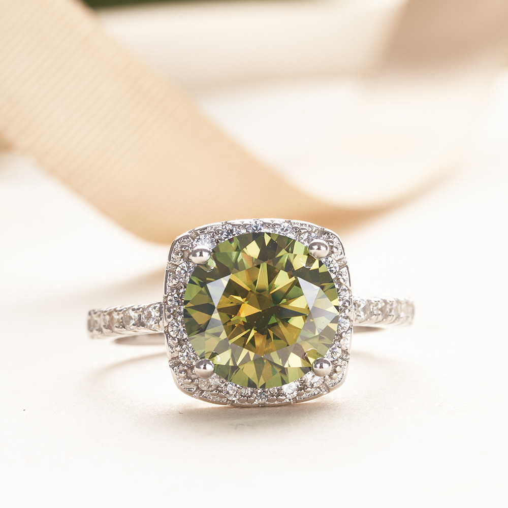 Moissanite 3CT colored square ring moissanite jewelry engagement ring with box gift for girl luxury rings free shipping Valentine's Day gift