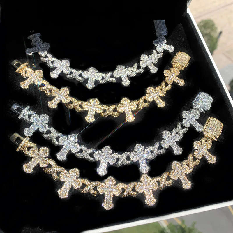Hip Hop 8 Shape Cross Infinite Cuban Chain Necklace Bracelet TopBling Cubic Zircon Jewelry