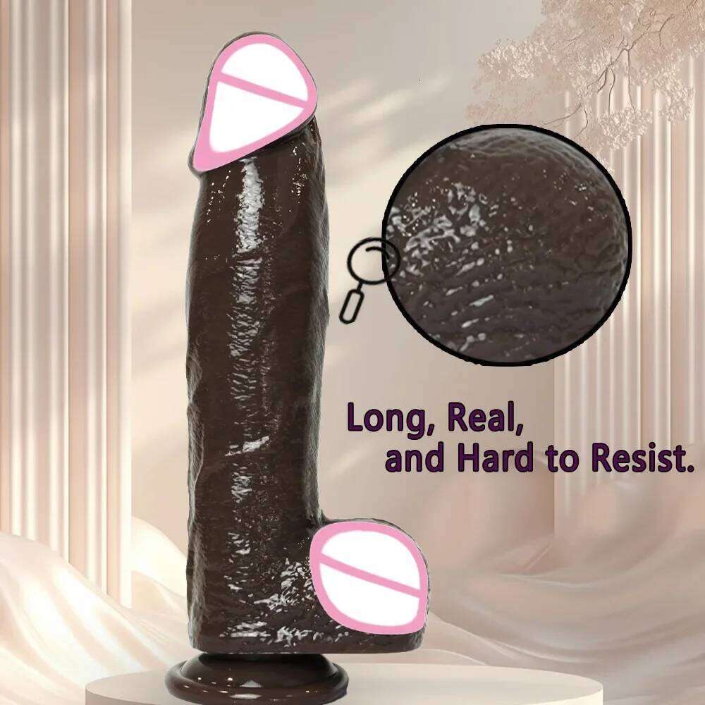 Black Realistic Dildo with Strong Suction Cup Large Liquid Silicone Sex Toy for Women Men Adults Pleasure 666