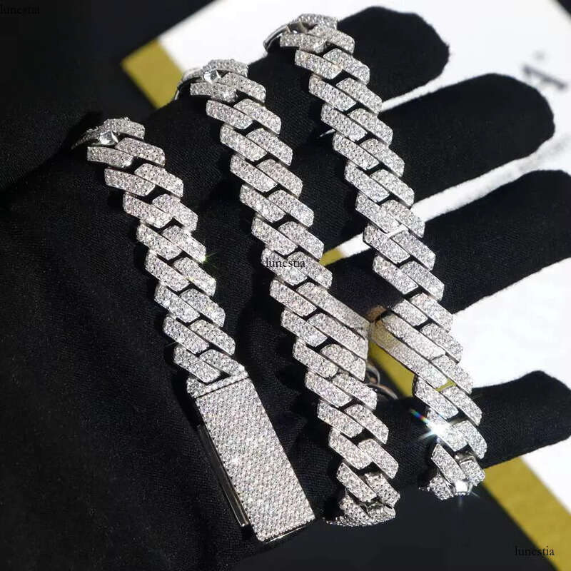 necklace VVS Moissanite Cuban Chain 10mm 12mm 13mm 15mm Hip Hop Necklace Mens Accessories