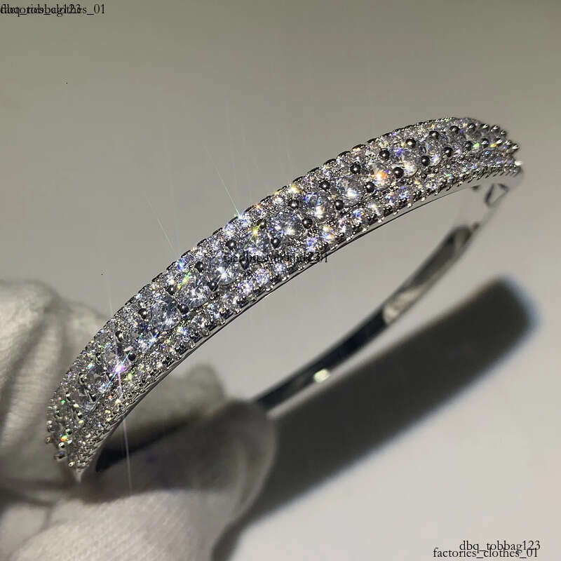 Stunning Hot Sale New 2019 Jewelry Sterling Sier Pave White Clear AAAAA Cubic Zirconia Women Bangle Wedding Wrist Bracelet Gift