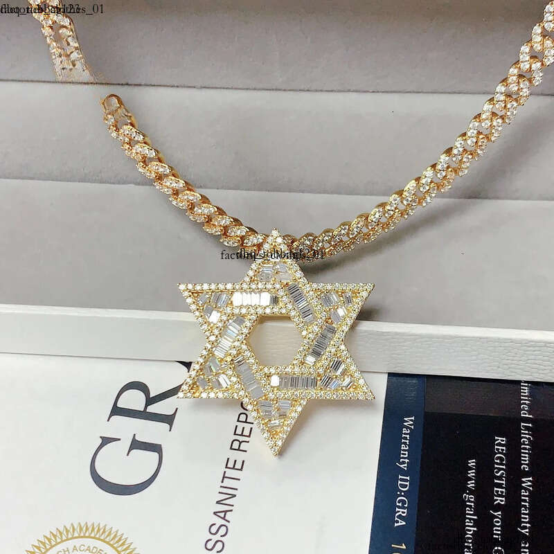 Good Quality Sier baguette Moissanite Hip Hop Je Star of David Jewelry Iced Out Custom Pendant