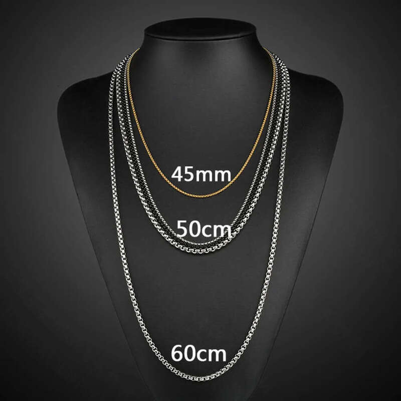 Wholesale 2mm 3mm Hip Hop Gold Plated Men Women Bulk Chain Necklace Stainless Steel Round Box Chains Link for Jewelry Making