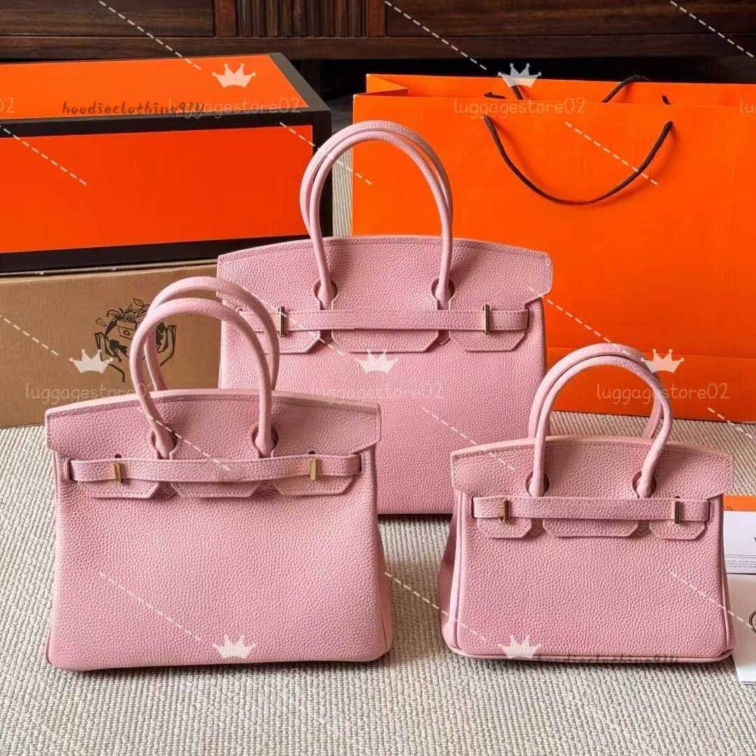 Totes 10a Designer Womens Brown birk Handbag 25cm 30cm 35cm Leather Handmade Litchi Pattern Lock Inner Zipper Pocket Fashion Shoulder Bag handmade bag Quality10a