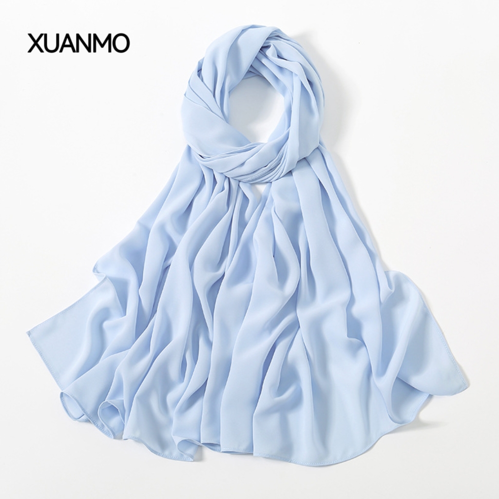 K2003 Versatile everyday 2025 new solid color random chiffon long scarf breathable and comfortable