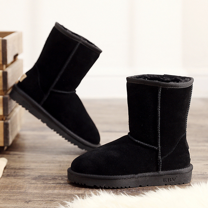 EBV designer shoes free shipping High quality cowhide keep warm and non slip snow boots with thick fleece for women size 35-42 black coffee khaki grey