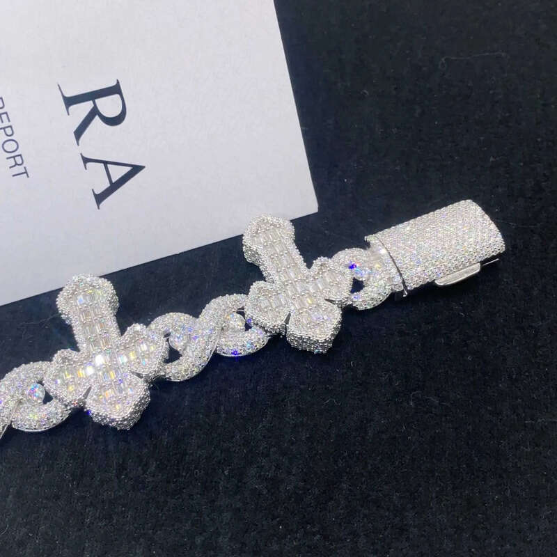 Wholesale price s sterling sier hip hop iced out men jewelry cross link bracelets moissanite cuban bracelet
