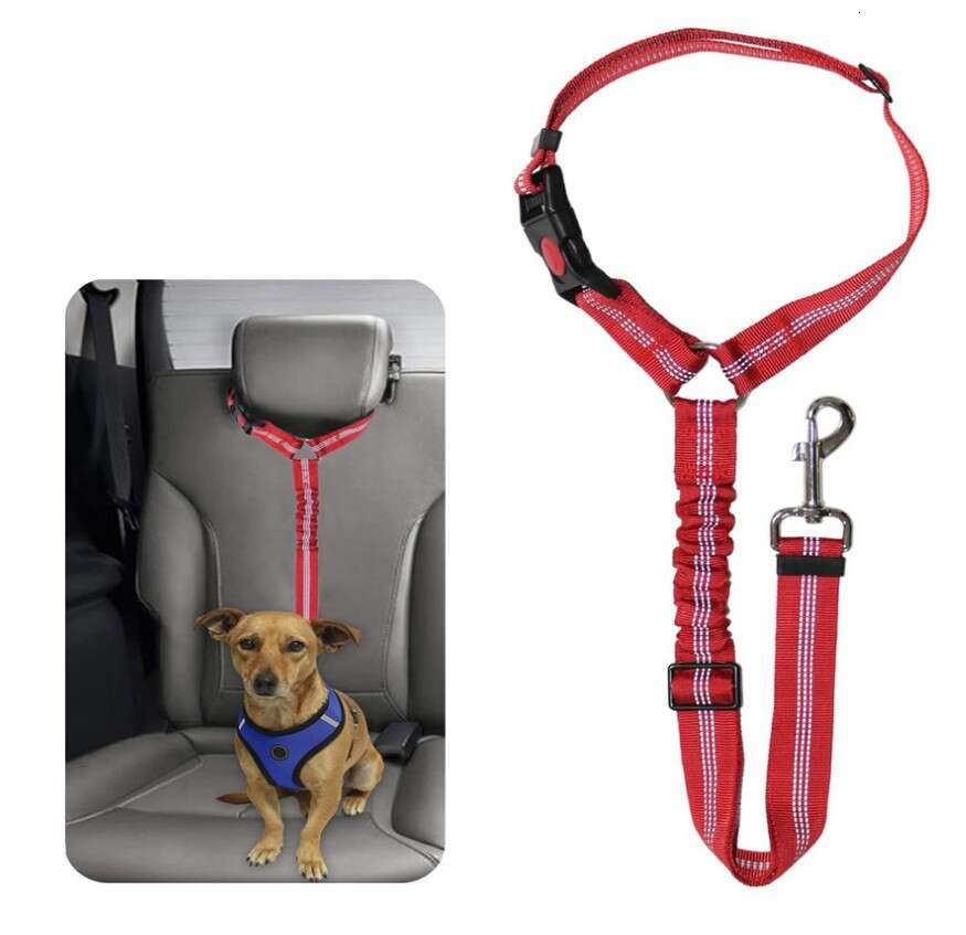 Pet Supplies Car Seat Belt Round Ring Dog Retractable Elastic Reflective Glow-in-the-Dark Cat Leash