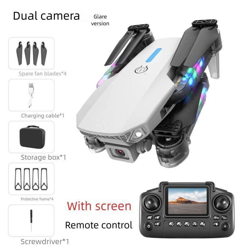 E D Screen Controlled Drone With Lights Foldable Dual Camera Optical Flow Aerial Photography Remote Aircraft Quadcopter