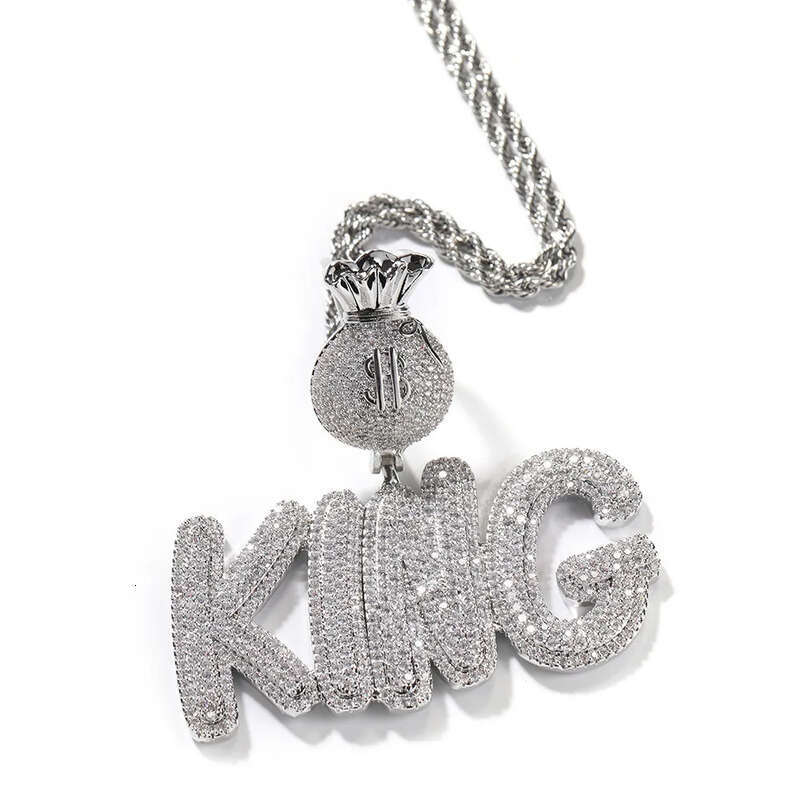 A-Z Custom Name Letters Pendant Necklaces Jewelry Dollar Symbol Buckle Clasp Full TopBling Zircon