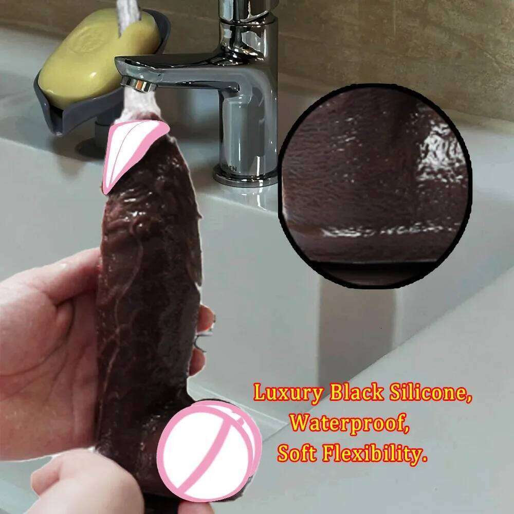 Black Realistic Dildo with Strong Suction Cup Large Liquid Silicone Sex Toy for Women Men Adults Pleasure 666
