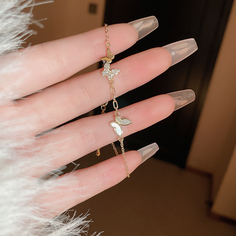 Real Gold Plated Zircon Butterfly Simple Fashion Bracelet Elegant Light High-end Sense Jewelry for Women - view 6