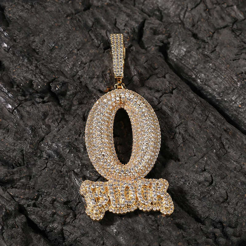 Hip Hop Art Letter O BLOCK Pendant Necklace TopBling Full 5A Zircon Jewelry Cool Men Gift