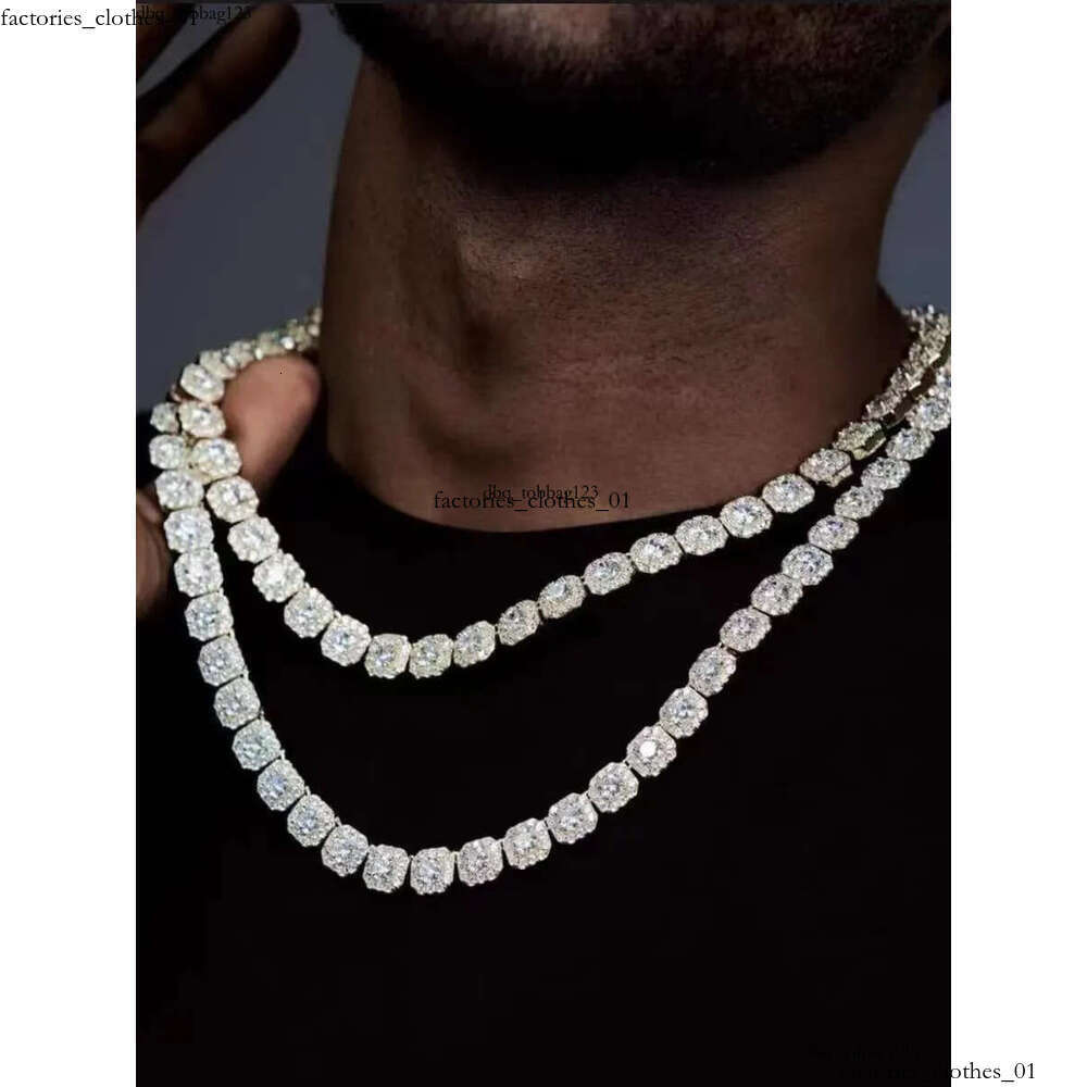 Necklace bracelet Moissanite Dia Custom Vvs Cuban Link S Sier 8mm 12mm Large Tennis Chain Solid Back Hiphop