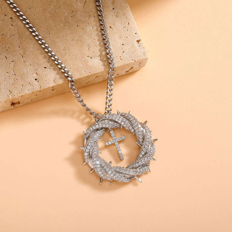 Hip Hop Vintage Cross Pendant Necklace Gold Plated Women Mens Religion Jewelry