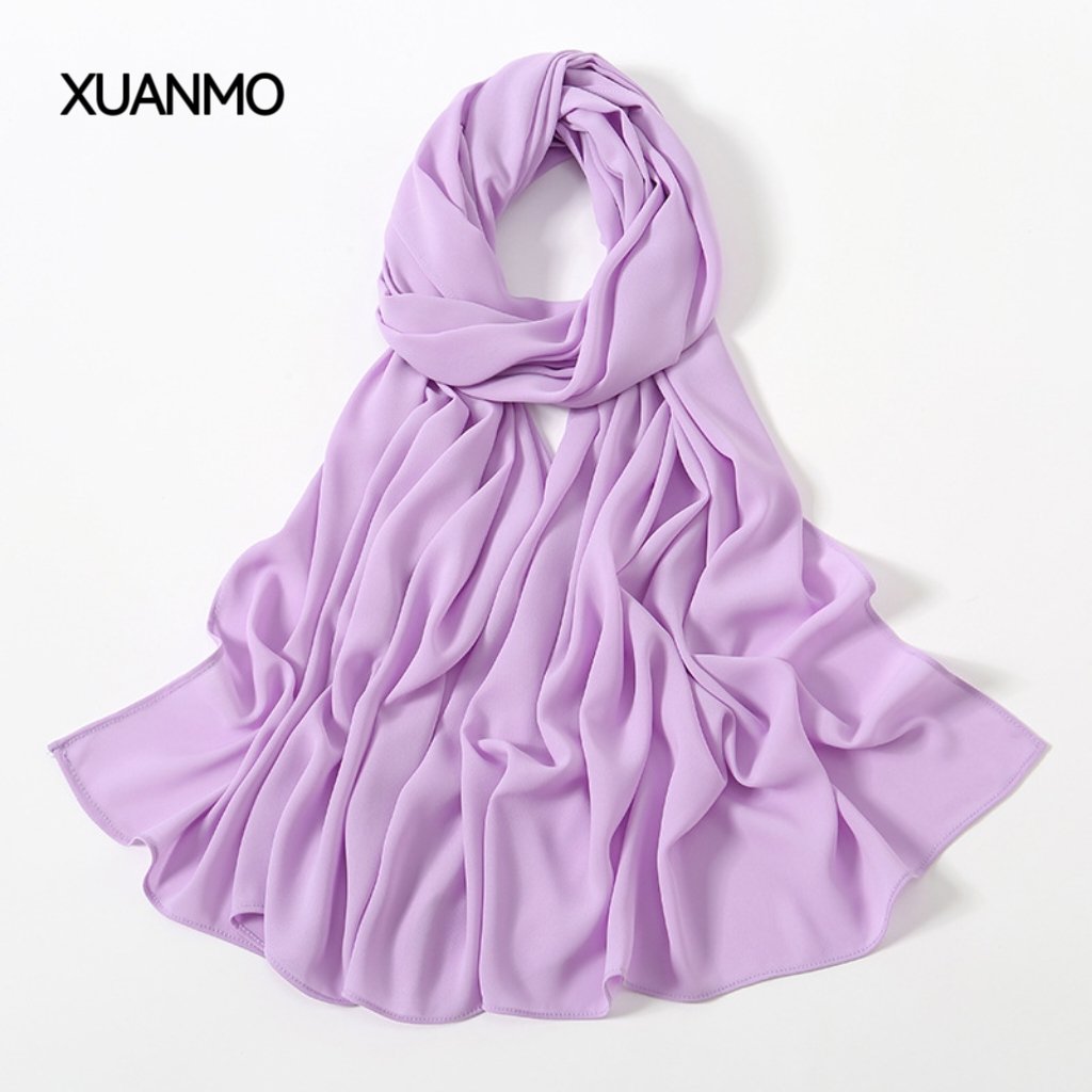 K2003 Versatile everyday 2025 new solid color random chiffon long scarf breathable and comfortable