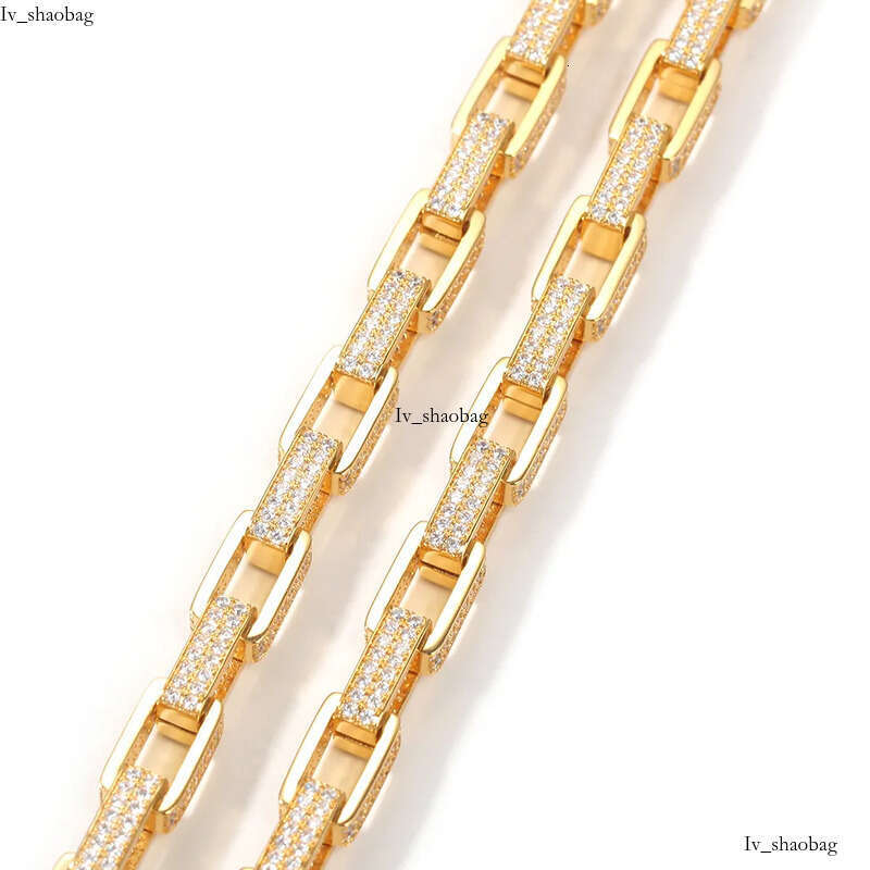 Mens Iced Out Chains Fashion Hip Hop Necklace Gold Sier Square Box Chain Jewelry 4mm 8mm 825 aaa